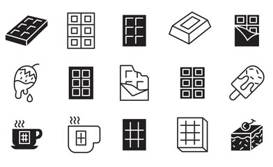 Cacao and Chocolate Vector Line Icons Set. editable