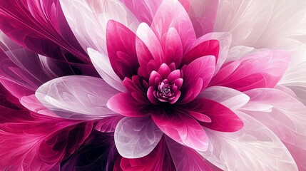 Fototapeta premium Pink and Purple Abstract Flower: A Mesmerizing Floral Digital Artwork. Intricate Petals, Soft Hues, Elegant Design. Beautiful Botanical Fantasy.