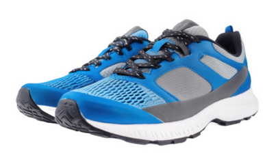 A pair of blue mesh shoes