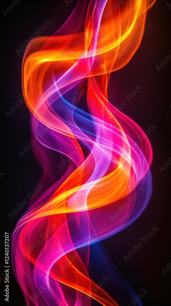 Poster abstract luminous wave of vibrant color flowing against a dark background with soft texture