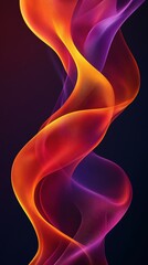 Naklejka premium Abstract flowing shapes with orange and purple gradient on a dark background digital art