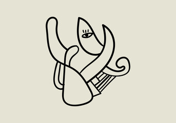 hand drawn abstract face illustration featuring expressive lines, unique shapes, and artistic details.