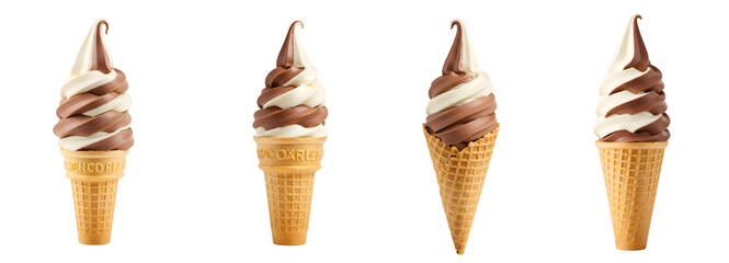 Swirled Soft Serve Ice Cream Cone in Chocolate and Vanilla