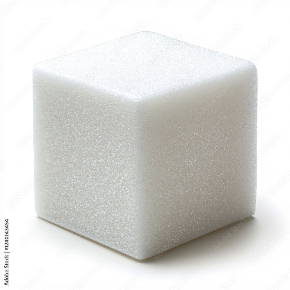 Poster white porous cube isolated on a white background with soft shadows and a simple clean style