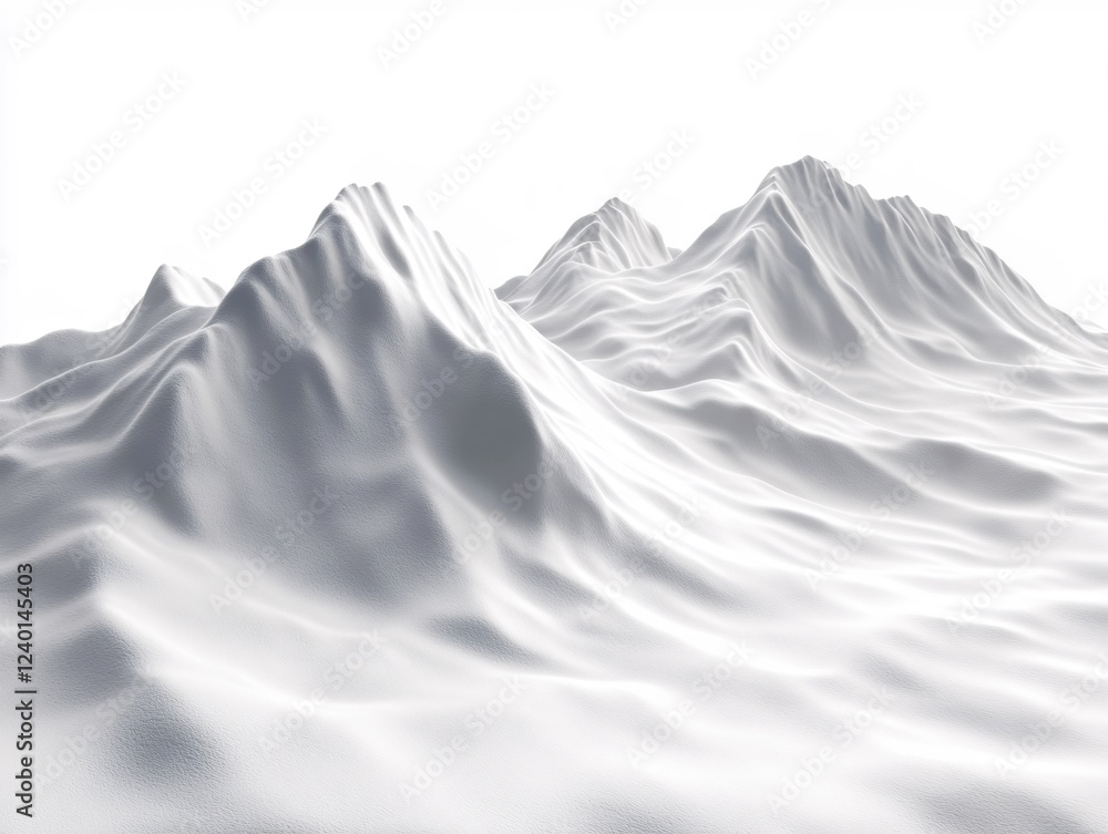 Poster white mountains abstract landscape digital rendering minimal background clean smooth texture