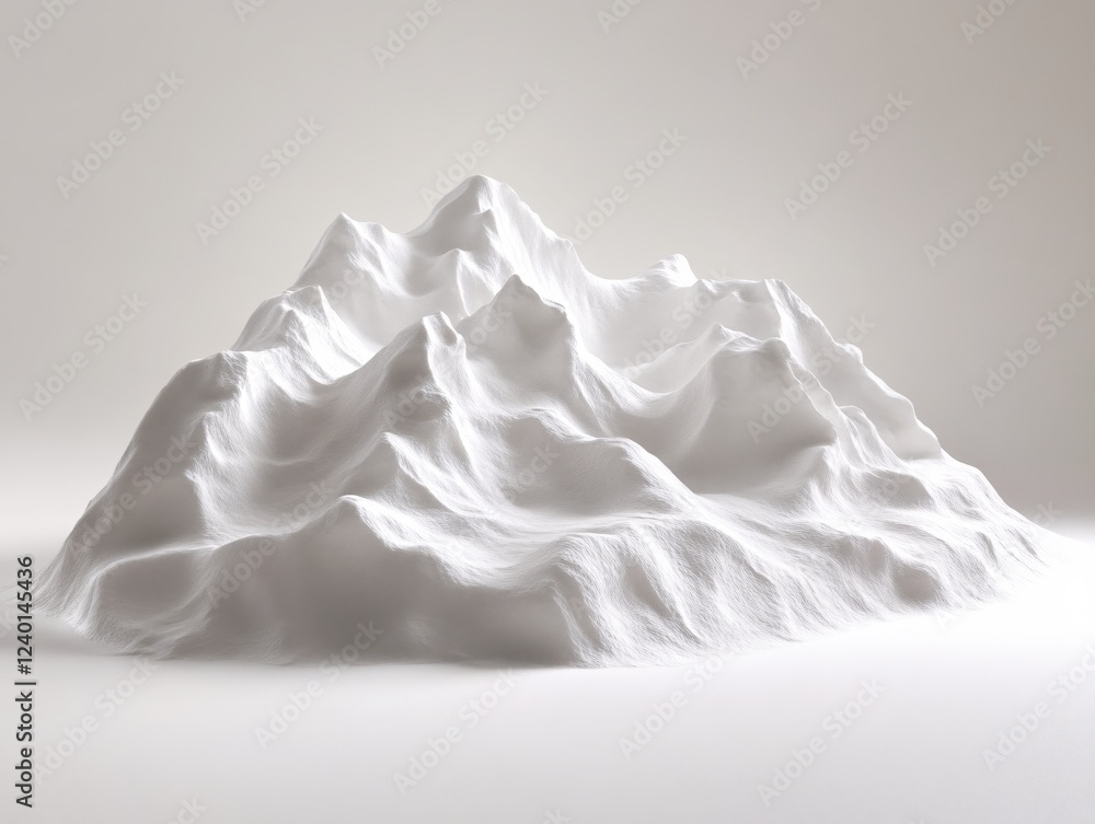 Poster white mountain range with peaks and valleys in a minimalist style on a light background