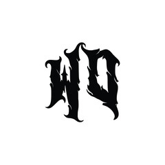 Fototapeta premium WO monogram logo design letter text name symbol monochrome logotype alphabet character simple logo