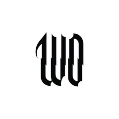 WO monogram logo design letter text name symbol monochrome logotype alphabet character simple logo