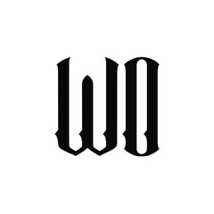 WO monogram logo design letter text name symbol monochrome logotype alphabet character simple logo