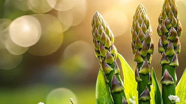 Asparagus Shoots Emerging in Sunlight: A Close-Up Botanical Image
