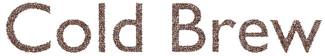 Cold Brew Coffee Beans 3D Render - Creative Coffee Typography on Transparent Background