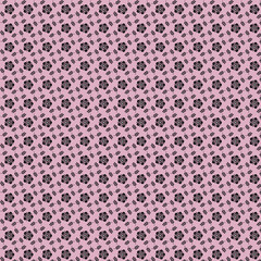 Seamless pattern with black flowers on pink background. Vector illustration.