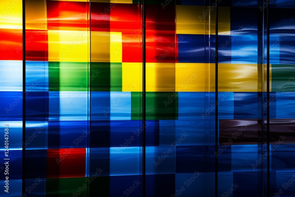 Poster bright and vibrant abstract arrangement of colors in a modern setting. generative ai