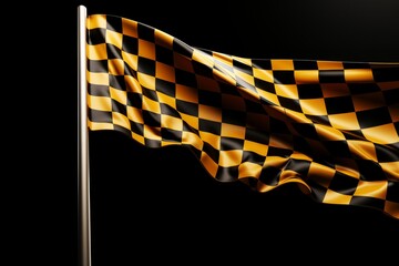 Dynamic waving checkered flag inspires excitement in racing atmosphere. Generative AI