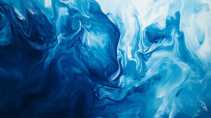 Obraz premium Sleek Swirls of Blue Create a Captivating Liquid Background in Smooth Gradients and Vibrant Textures. Generative AI