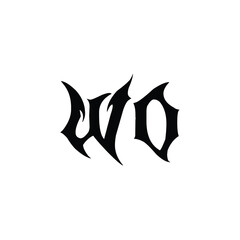 WO monogram logo design letter text name symbol monochrome logotype alphabet character simple logo