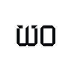 WO monogram logo design letter text name symbol monochrome logotype alphabet character simple logo