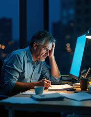 a man sitting at a desk with a computer