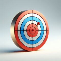 Red and Blue Target with Arrow Perfectly Hitting the Bullseye in Soft Lighting