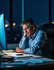 a man sitting at a desk with a laptop