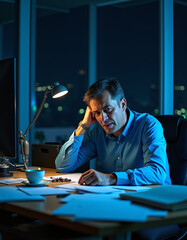 a man sitting at a desk with a computer