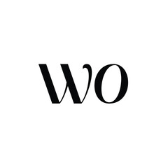 WO monogram logo design letter text name symbol monochrome logotype alphabet character simple logo