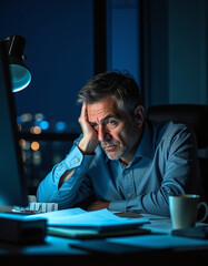 a man sitting at a desk with a laptop