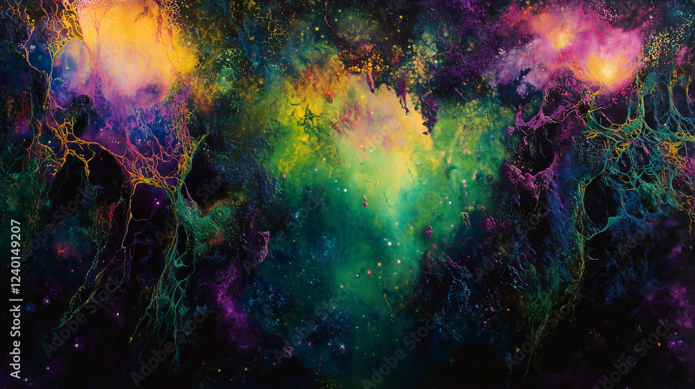 Aufkleber cosmic abstract art depicting vibrant colors and ethereal shapes representing the vast universe. gen