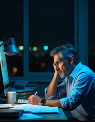 a man sitting at a desk with a computer
