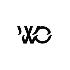 WO monogram logo design letter text name symbol monochrome logotype alphabet character simple logo