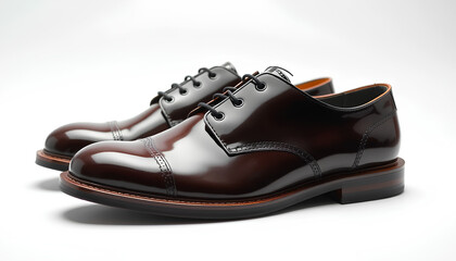 Classic Derby shoes with a high-gloss shine, giving off a professional and refined aura against a pure white background