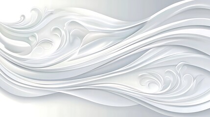 Obraz premium Abstract white waves, flowing design, background, texture
