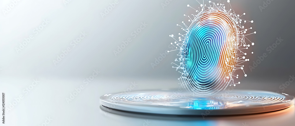 Poster digital fingerprint authentication technology virtual environment graphic design futuristic aestheti