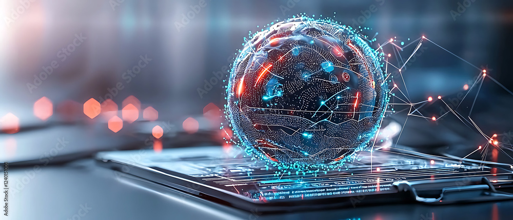 Aufkleber innovative digital transformation virtual environment 3d globe visualization tech space futuristic c