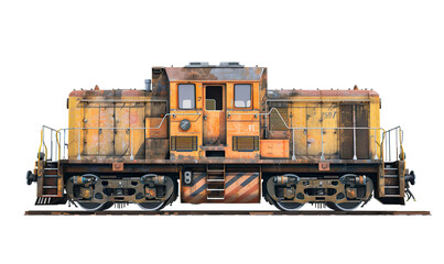 Naklejka premium Train locomotive vehicle on a transparent background 