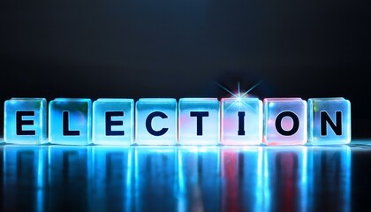 選挙を意味する英単語ELECTIONの文字が書かれた透明なキューブブロック。 aiで生成	
