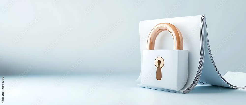 Poster secure lock symbolizing data protection office environment digital security concept minimalist viewp
