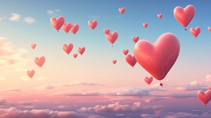 Fototapeta premium heart shaped balloon in sky