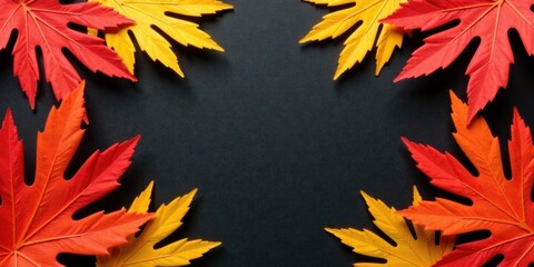 Autumnal leaves frame a dark background, perfect for seasonal designs and announcements