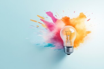 A modern depiction of a light bulb turning on, symbolizing the moment of undertaking a new idea, drawn with sharp contrast and muted tones