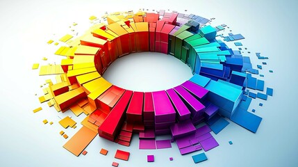 Vibrant Rainbow Color Spectrum: Abstract Geometric 3D Art Design