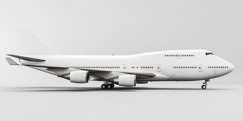 Large White Passenger Airplane Side View Transportation Travel Aircraft