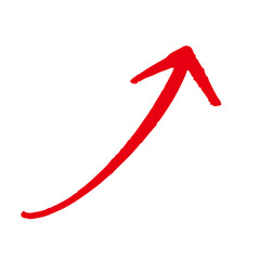 上昇する赤い矢印　手描き