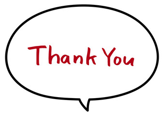 シンプルな手書きの吹き出しとメッセージ　ありがとう　Thank you
