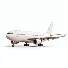 Fototapeta premium Modern White Passenger Airplane on Runway Isolated Travel Transportation