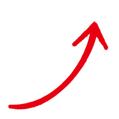 上昇する赤い矢印　手描き
