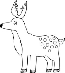 spotted deer with antlers and scared eyes