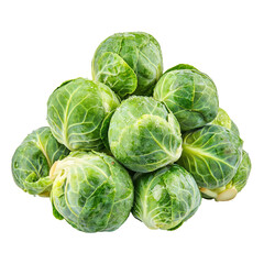 Fototapeta premium A cluster of fresh Brussels sprouts, showcasing their vibrant green color and tightly packed leaves.