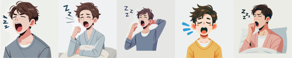 vector of young man yawning