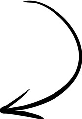 Hand drawn arrow. Artistic arrow pointing downward. Graphic elements for pointing and direction